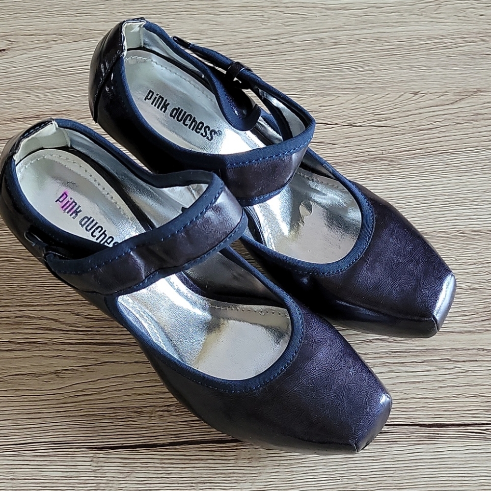 Pink Duchess blue patent mary jane platform heels size 7½